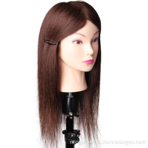 Professional Hairdressing Training Mannequin Practice Head Black Hair Dolls Barber Salon Hairstyling Training Manikin Heads